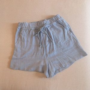 🤰🏻 pink blush maternity blue linen shorts